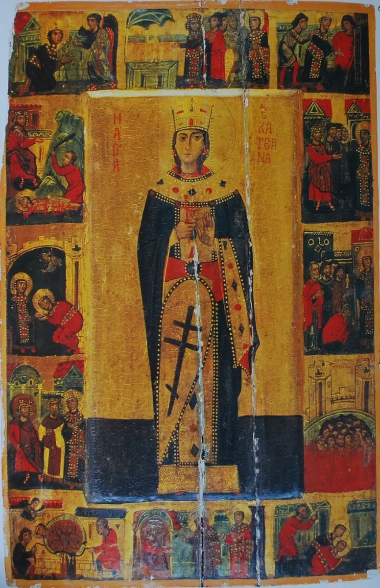 Святая Екатерина со своим житием. Начало 13-го века. Монастырь Святой Екатерины на горе Синай