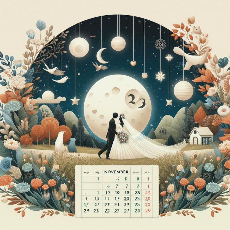 Лунный календарь свадеб на ноябрь 2023: Благоприятные даты для свадеб в ноябре 2023 г.