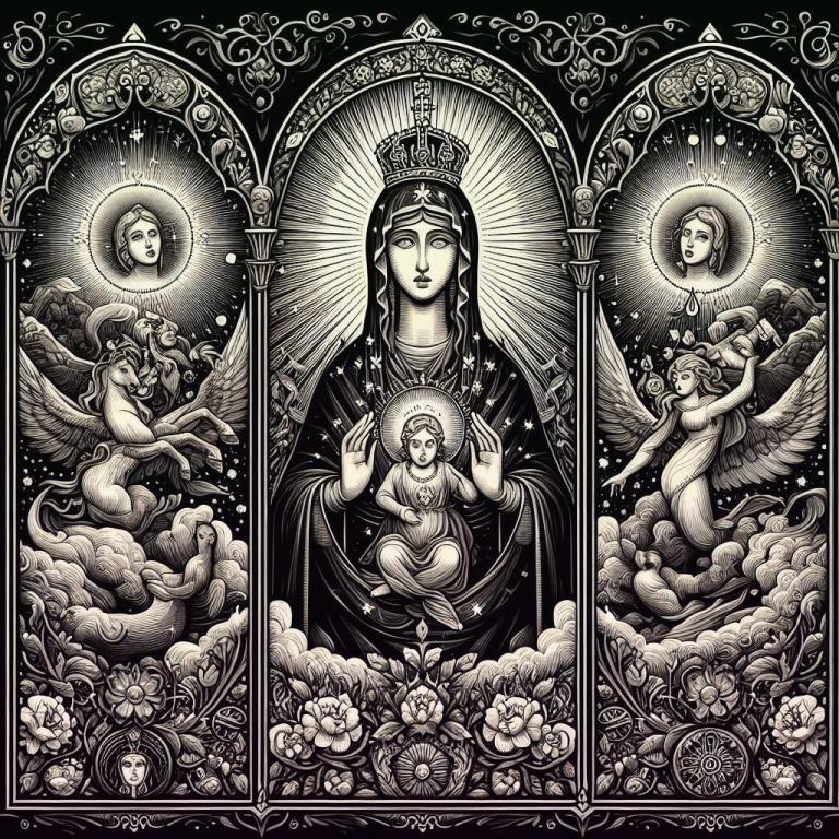 Четырехчастная икона Божией Матери: Значение четырехчастной иконы Божьей Матери с распятием