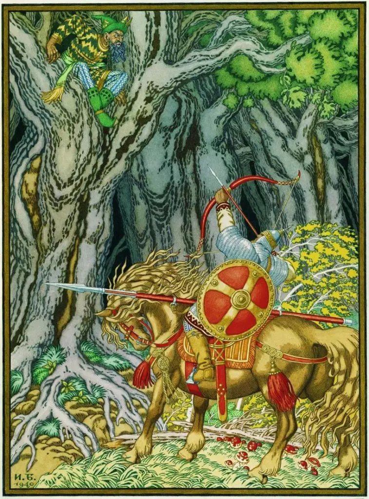 Соловей-разбойник и Илья Муромец. Рис. Билибин.