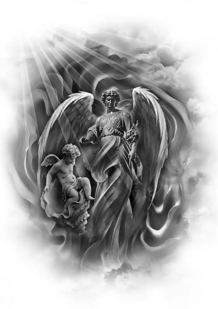 Эскиз татуировки ангела