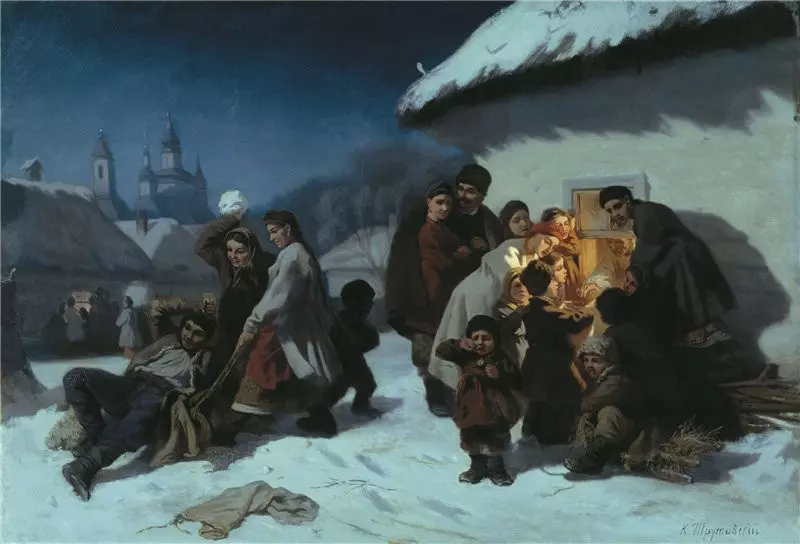 К. Трутовский. Колядки в Малороссии, 1864 г