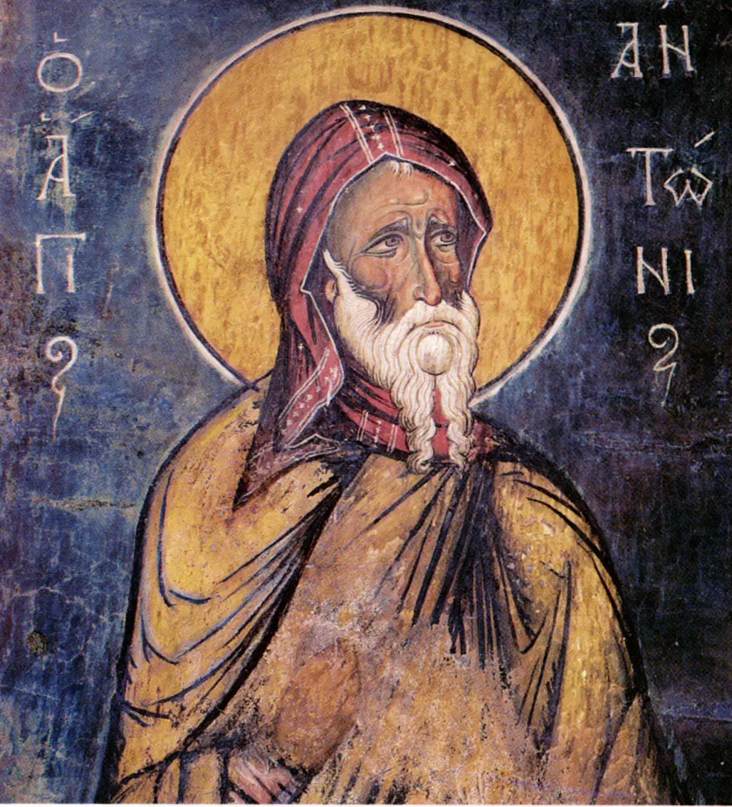 Священник Антоний Великий. Фреска. Кипр (Лагудера Аракос), 1192 г.