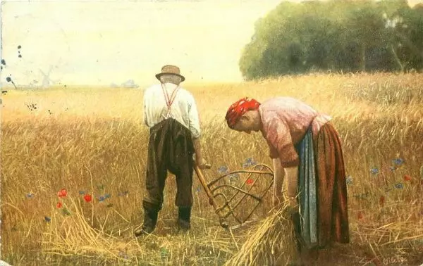 Крестьяне мужчина и женщина в поле