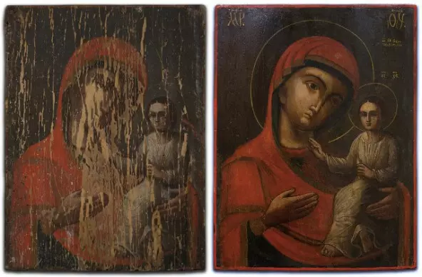 Икона до и после реставрации