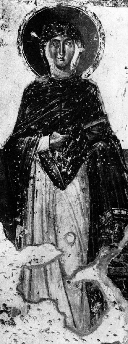 Святая великомученица Варвара. Середина VII века. Церковь Санта-Мария Антика, Рим, Италия. Фреска на западной стене пресвитерия
